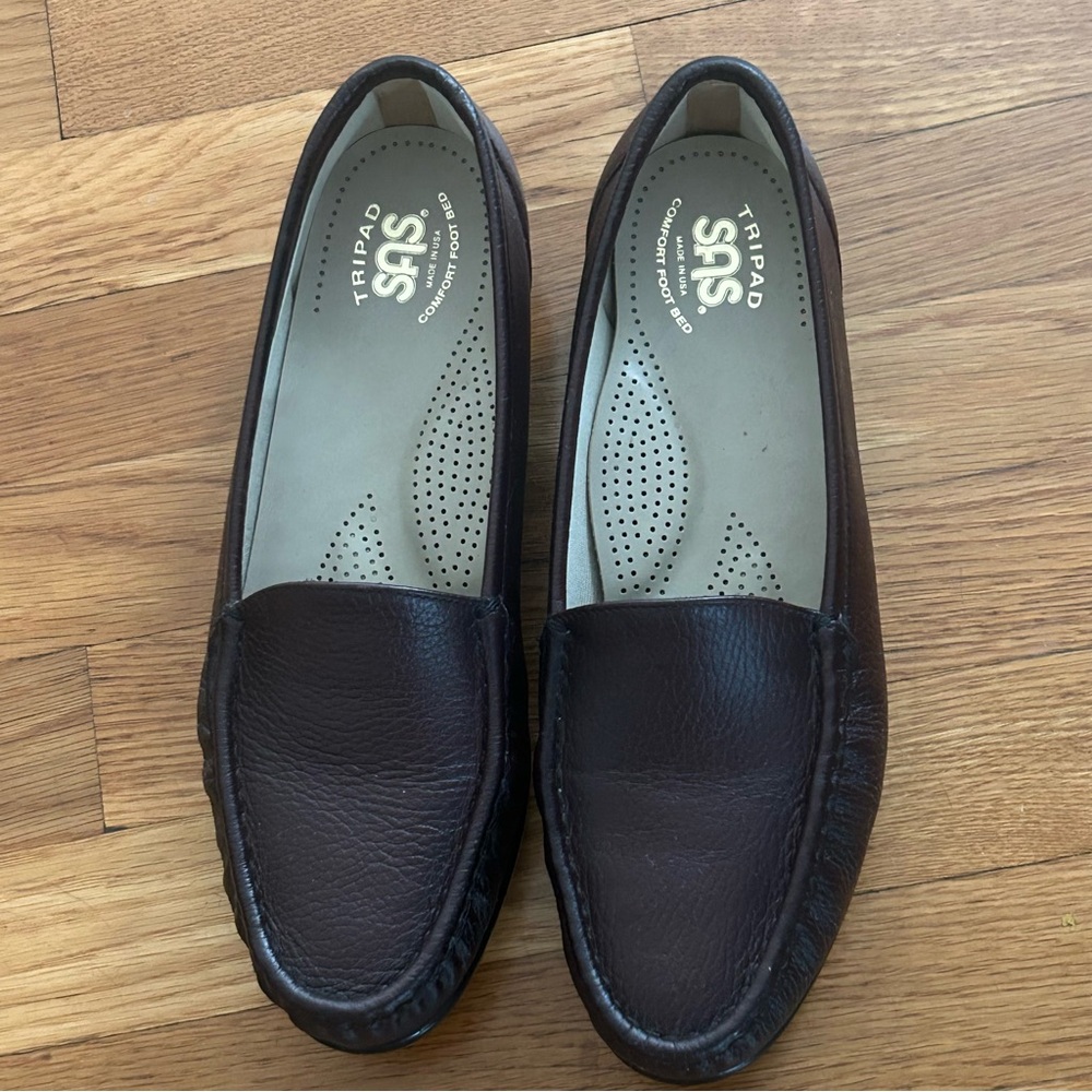 SAS TRIPAD Dark Brown Leather Slip-Ons  casual Comfort shoes in women Size 10M